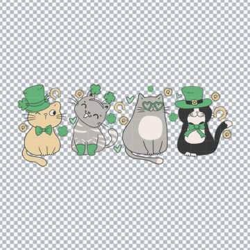 Cats Shamrock St Patricks Day SVG, PNG, DXF, EPS for Cricut, Sticker Printing or More - Instant File Access