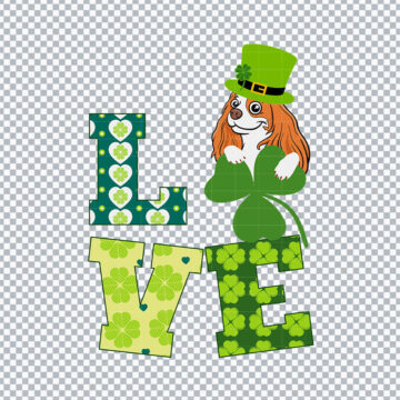 Cavalier King Charles Spaniel love St Patricks Day SVG, PNG, DXF, EPS for Digital Design, Printing or More - Printable Designs