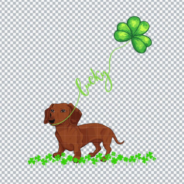 Dachshund Dog Shamrock St Patrick's Day SVG, PNG, DXF, EPS for Graphic Design, Craft Projects or More - Printable Files