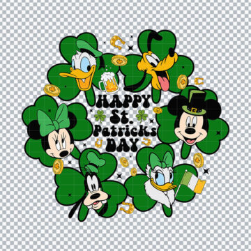 Disney Characters Friends Happy St Patricks Day SVG, PNG, DXF, EPS for Cricut, Sublimation Mugs or More - High-Resolution Files
