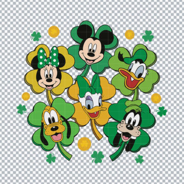 Disney Characters Shamrock St. Patrick's Day SVG, PNG, DXF, EPS for Cricut, Heat Press Projects or More - 300 DPI Resolution