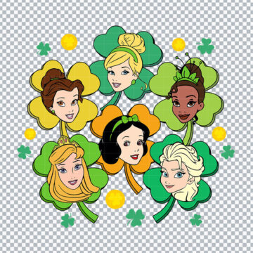Disney Princess St.Patrick's Day SVG, PNG, DXF, EPS for Silhouette, Sticker Printing or More - Free Instant Download
