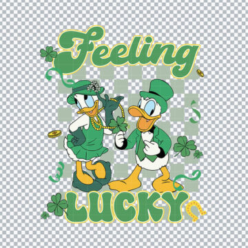 Donald And Daisy Feeling Lucky Patrick's Day SVG, PNG, DXF, EPS for Silhouette, DIY Printing or More - Free Digital Download