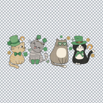 Funny Cats Shamrock St Patricks Day SVG, PNG, DXF, EPS for Sublimation, DIY Printing or More - Immediate Download