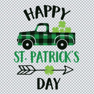 Green Truck Happy St. Patrick's Day SVG, PNG, DXF, EPS for Sticker, Planner Stickers or More - Ready for Printing