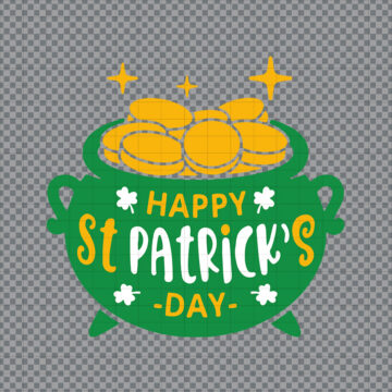 Pot of Gold Shamrock St Patricks Day SVG, PNG, DXF, EPS for Cricut, Poster Printing or More - Ready for Printing