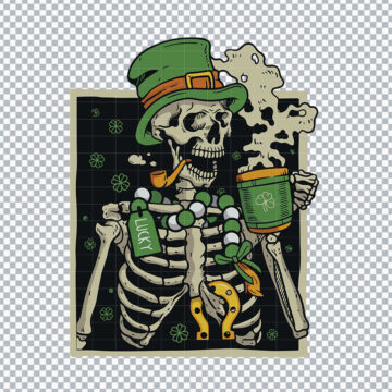 Skeleton Lucky St Patricks Day Funny SVG, PNG, DXF, EPS for Clipart, Printing or More - Instant Download