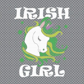 Irish Girl Unicorn Saint Patricks Day SVG, PNG, DXF, EPS for Clipart, Graphic Design or More - Free Download