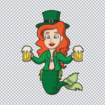 Irish Mermaid Beers St Patrick's Day SVG, PNG, DXF, EPS for Sublimation, Printing or More - Free Download