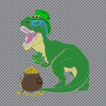 Leprechaun T Rex Dinosaur St Patrick's Day SVG, PNG, DXF, EPS for Clipart, Printing or More - Instant Download