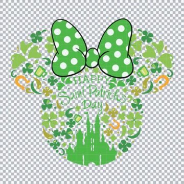 Minnie Head Happy Saint Patricks Day SVG, PNG, DXF, EPS for Graphic Design, Craft Projects or More - Printable Files