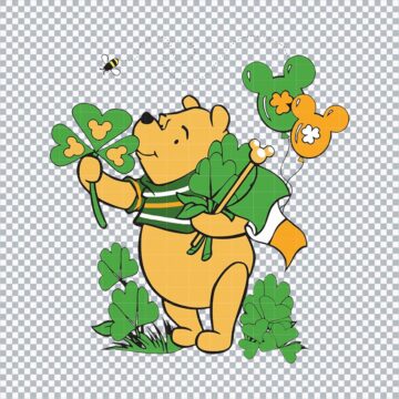 Winnie The Pooh Happy St Patricks Day SVG, PNG, DXF, EPS for Cricut, Card Printing or More - Multi-Format Files