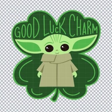 Baby Yoda Good Luck Charm PNG for Sticker Printing, DIY Crafts or More - Quick Download