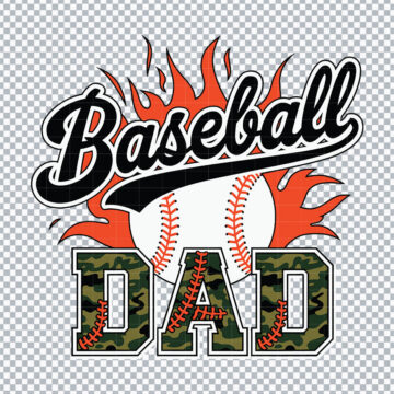 Baseball Dad Happy Father's Day PNG for Sticker Printing, DIY Crafts or More - Quick Download