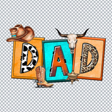 Dad Cowboy Skull Father's Day Funny PNG for Sawgrass Printer, T-Shirt Printing or More - Digital Download