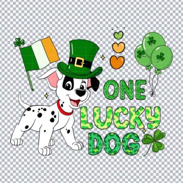 Dalmatian One Lucky Dog St Patrick's Day Quote PNG for Sublimation Printer, T-Shirt Printing or More - Ready to Print