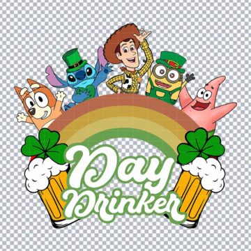 Day Drinker Disney St Patricks Day PNG for Sublimation Printer, Mug Printing or More - Print & Cut Ready