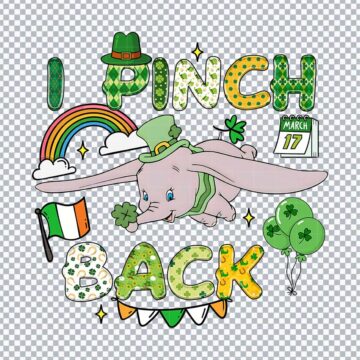 Dumbo I Pinch Back Patrick's Day PNG for Cricut, Sticker Printing or More - No Account Needed