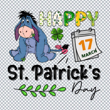 Eeyore Happy St. Patrick's Day PNG for Sublimation, Mug Printing or More - Digital Download