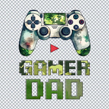Gamer Dad Funny PNG for Canva, Sticker Printing or More - No Sign Up Required