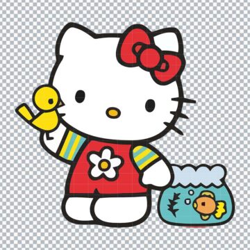 Hello Kitty Bird and Fish SVG, PNG, DXF, EPS for Cricut, Silhouette or More - Free Download