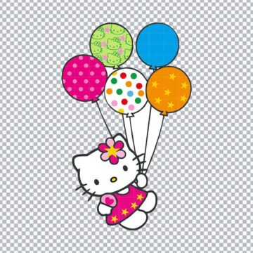 Hello Kitty with Balloon PNG, SVG, DXF, EPS for Cricut, Sublimation or More - Free Design Download