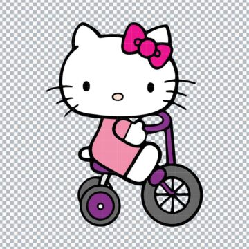 Hello Kitty with Bicycle PNG, SVG, DXF, EPS for Cricut, DIY Crafts or More - Free Download