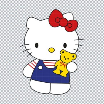 Hello Kitty with Teddy Bear PNG, SVG, DXF, EPS for Cricut, Silhouette or More - Printable Files