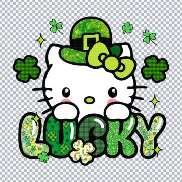 Lucky Hello Kitty St.Patricks Day PNG for Cricut, T-Shirt Printing or More - Free No Sign Up