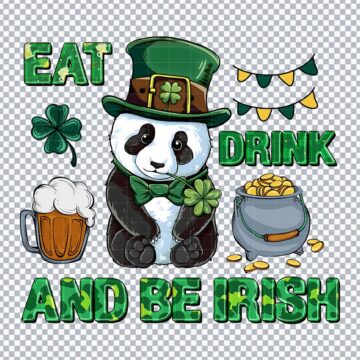 Panda Eat Drink and Be Irish St Patrick's Day PNG for Cricut, Sublimation or More - Free Printable Designs