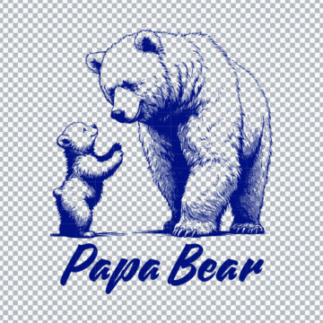 Papa Bear Art PNG for Silhouette, Sublimation or More - High-Res 300DPI