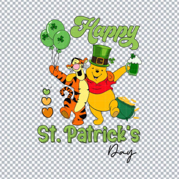 Pooh & Piglet Mister Lucky Charm Patrick's Day PNG for Sticker Printing, DIY Crafts or More - Free Design Download