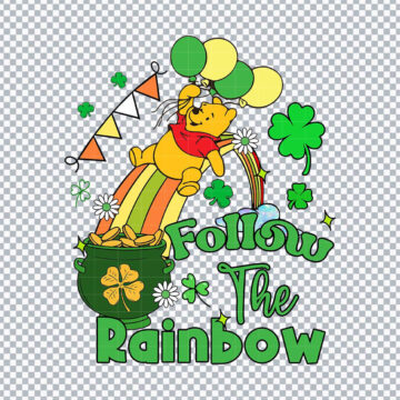 Pooh and Friends Lucky and Blessed Patrick's Day PNG for DTF Printing, T-Shirt or More - Free Download