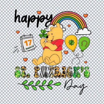 Pooh Bear Follow The Rainbow St.Patricks Day PNG for Printable, DIY Crafts or More - Free Design