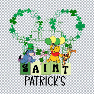 Pooh Bear Happy Lucky St Patrick's Day PNG for Printable, Card Making or More - Download Free