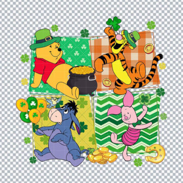 Winnie The Pooh Shamrock St.Patrick's Day PNG for DTF Printer, T-Shirt Printing or More - Free Download