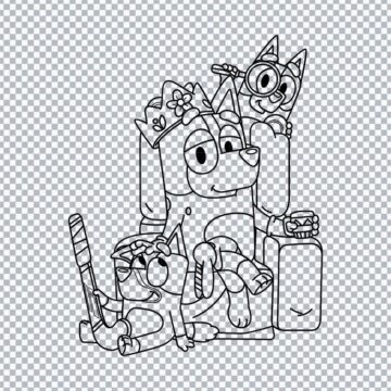 Bluey Bingo And Mum Outline SVG, PNG, DXF, EPS for Graphic Design, Craft Projects or More - Free Design