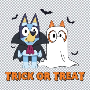 Bluey Trick Or Treat Halloween SVG, PNG, DXF, EPS for Silhouette, Vinyl Cutting or More - Free Design Files