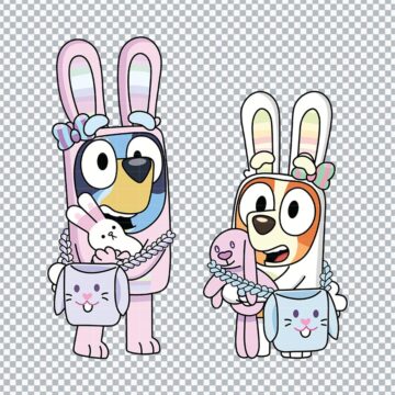 Bluey and Bingo Easter SVG, PNG, DXF, EPS for Cricut, Sublimation Printing or More - Free Digital Files
