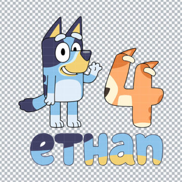 Ethan 4th Bluey Birthday SVG, PNG, DXF, EPS for Vector Design, Printing or More - Free Digital Design