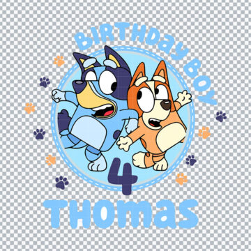 Thomas 4th Bluey Birthday Boy SVG, PNG, DXF, EPS for Cricut, Poster Printing or More - Free Download
